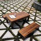 Traditional Brown Pine Coffee Table – UV-Resistant Outdoor Wood Table