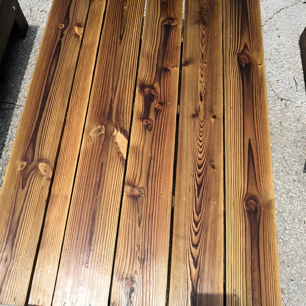 Traditional Brown Pine Coffee Table – UV-Resistant Outdoor Wood Table