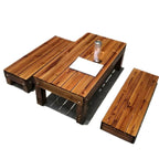 Traditional Brown Pine Coffee Table – UV-Resistant Outdoor Wood Table