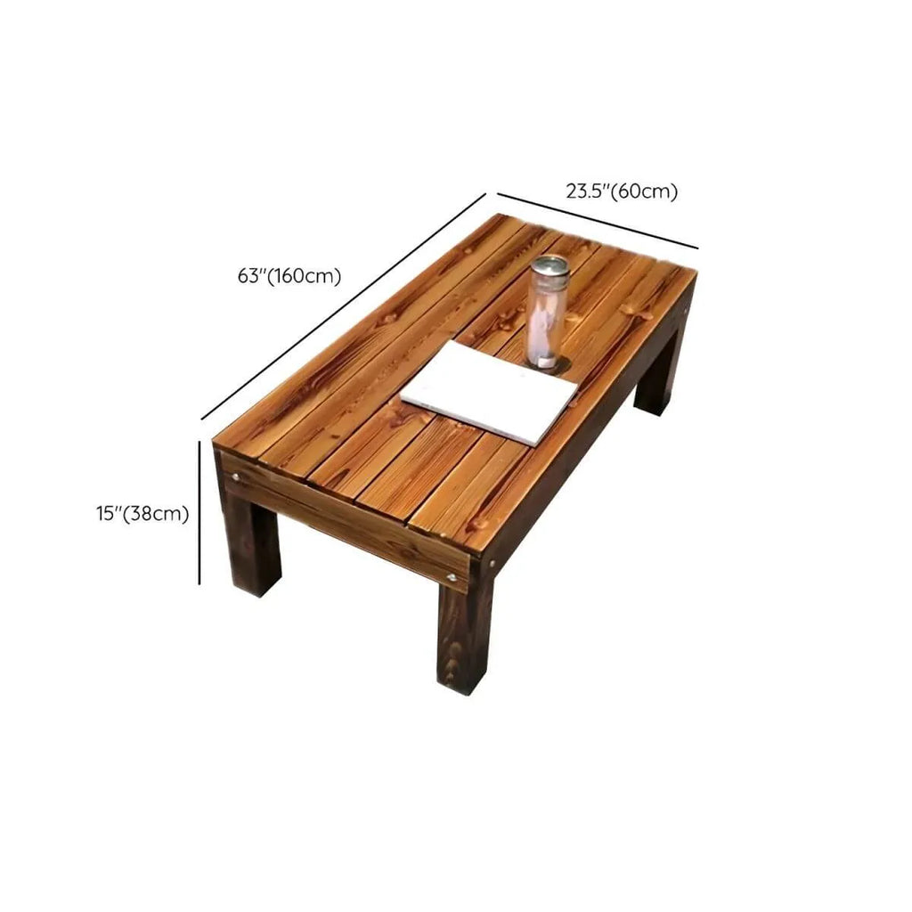 Traditional Brown Pine Coffee Table – UV-Resistant Outdoor Wood Table Dimensions
