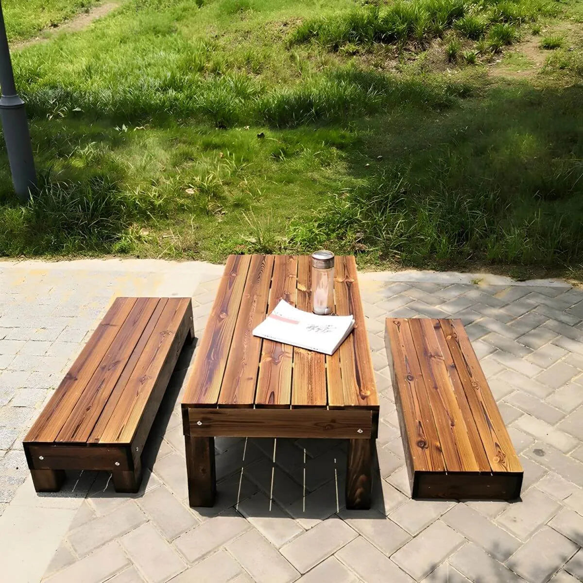 Traditional Brown Pine Coffee Table – UV-Resistant Outdoor Wood Table Main Product Image Main image