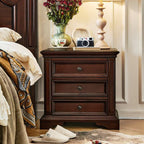 Traditional Brown Wood 3-Tier Drawer Storage Nightstand