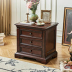 Traditional Brown Wood 3-Tier Drawer Storage Nightstand