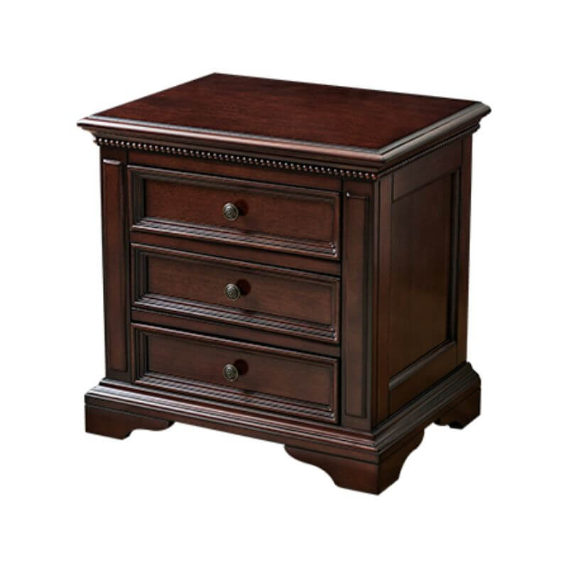 Traditional Brown Wood 3-Tier Drawer Storage Nightstand