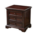 Traditional Brown Wood 3-Tier Drawer Storage Nightstand