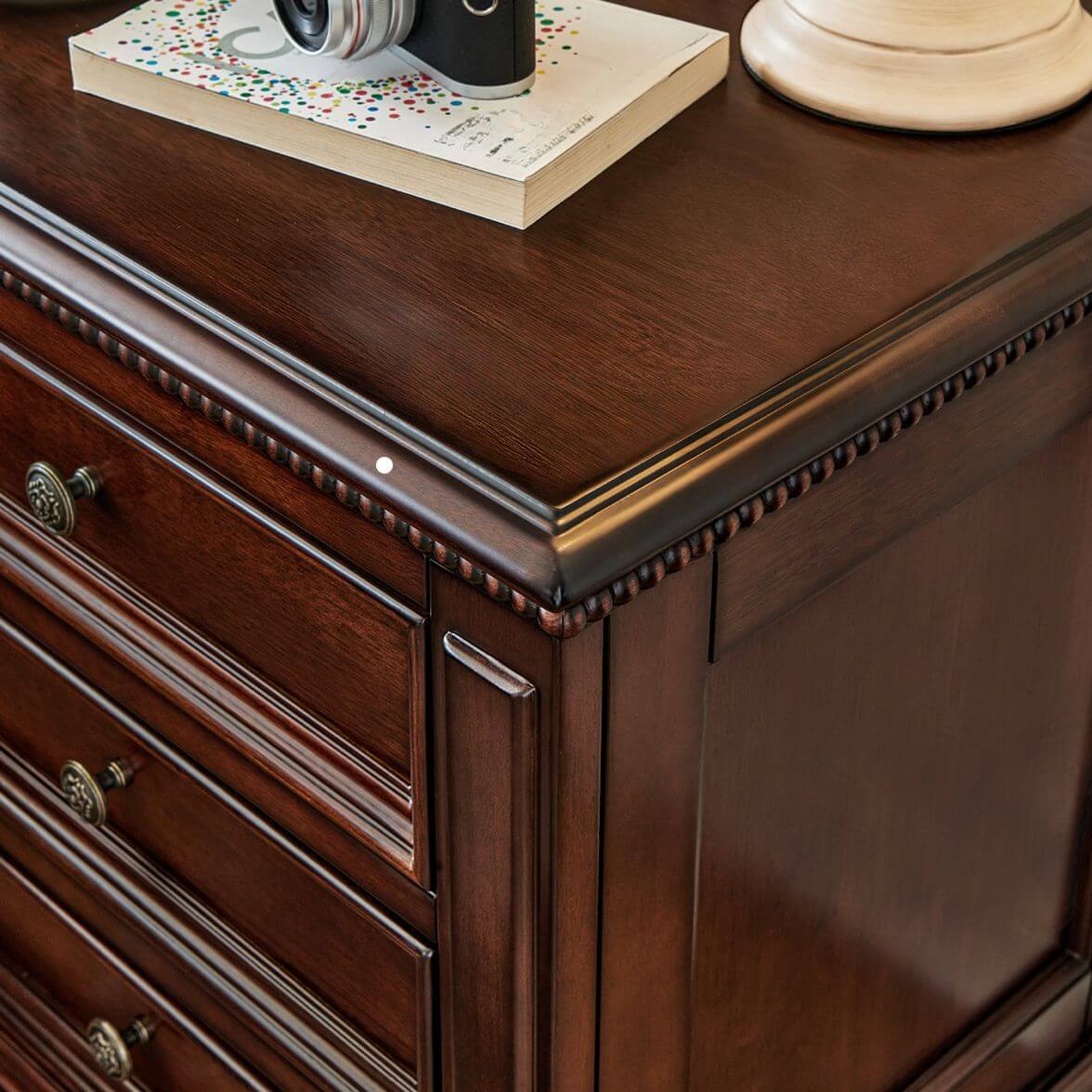 Traditional Brown Wood 3-Tier Drawer Storage Nightstand