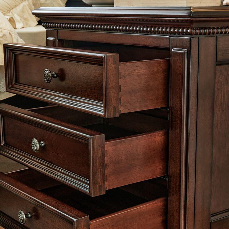 Traditional Brown Wood 3-Tier Drawer Storage Nightstand