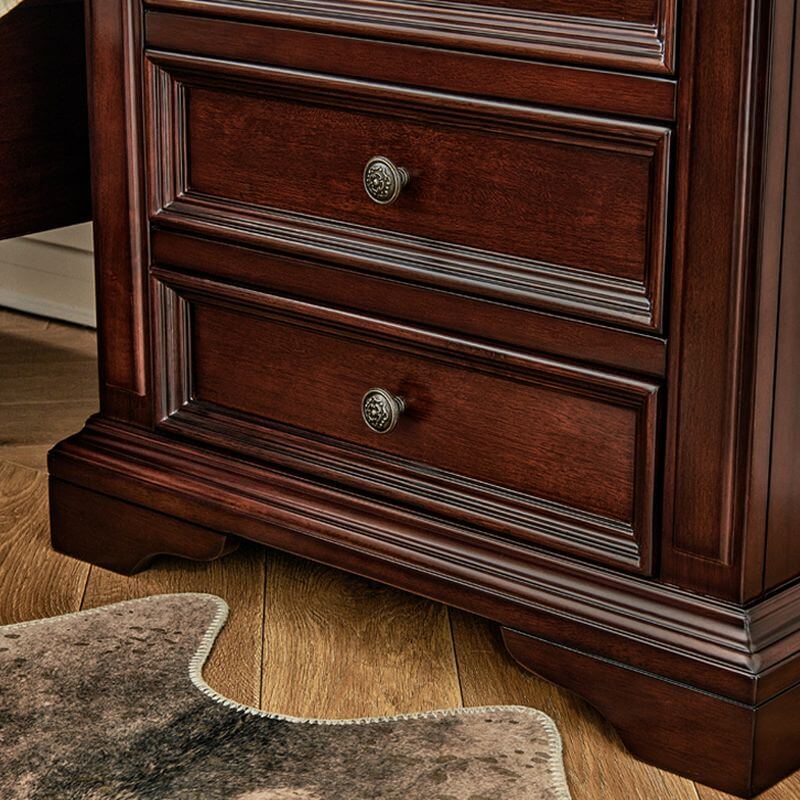 Traditional Brown Wood 3-Tier Drawer Storage Nightstand