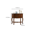 Traditional Half-Moon Console Table with Drawers – Solid Wood Entry Table in Walnut Dimensions
