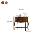 Traditional Half-Moon Console Table with Drawers – Solid Wood Entry Table in Walnut Dimensions