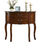 Traditional Half-Moon Console Table with Drawers – Solid Wood Entry Table in Walnut