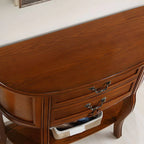 Traditional Half-Moon Console Table with Drawers – Solid Wood Entry Table in Walnut