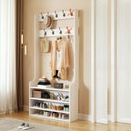 Traditional MDF Hall Tree with Adjustable Shelves & Double-Prong Hooks