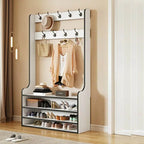 Traditional MDF Hall Tree with Adjustable Shelves & Double-Prong Hooks