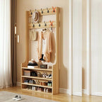 Traditional MDF Hall Tree with Adjustable Shelves & Double-Prong Hooks