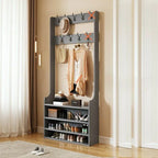 Traditional MDF Hall Tree with Adjustable Shelves & Double-Prong Hooks