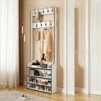 Traditional MDF Hall Tree with Adjustable Shelves & Double-Prong Hooks