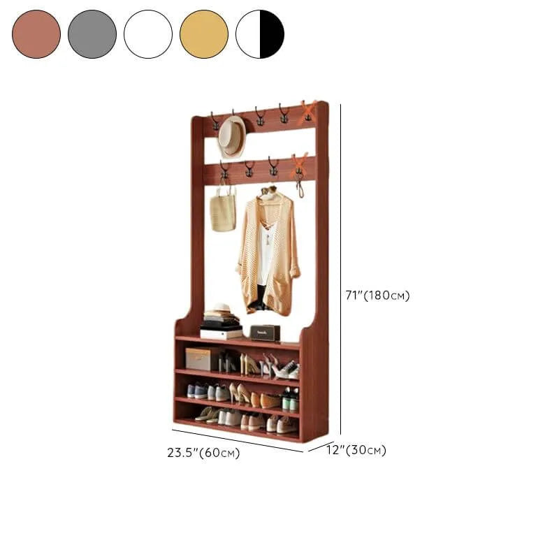 Traditional MDF Hall Tree with Adjustable Shelves & Double-Prong Hooks Dimensions