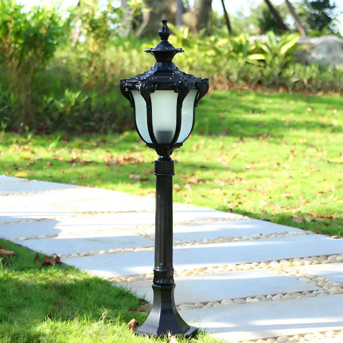 Traditional Prismatic Glass Path Light with Bronze Metal Finish