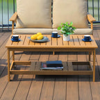Traditional Rectangular Wood Coffee Table with UV-Resistant Finish