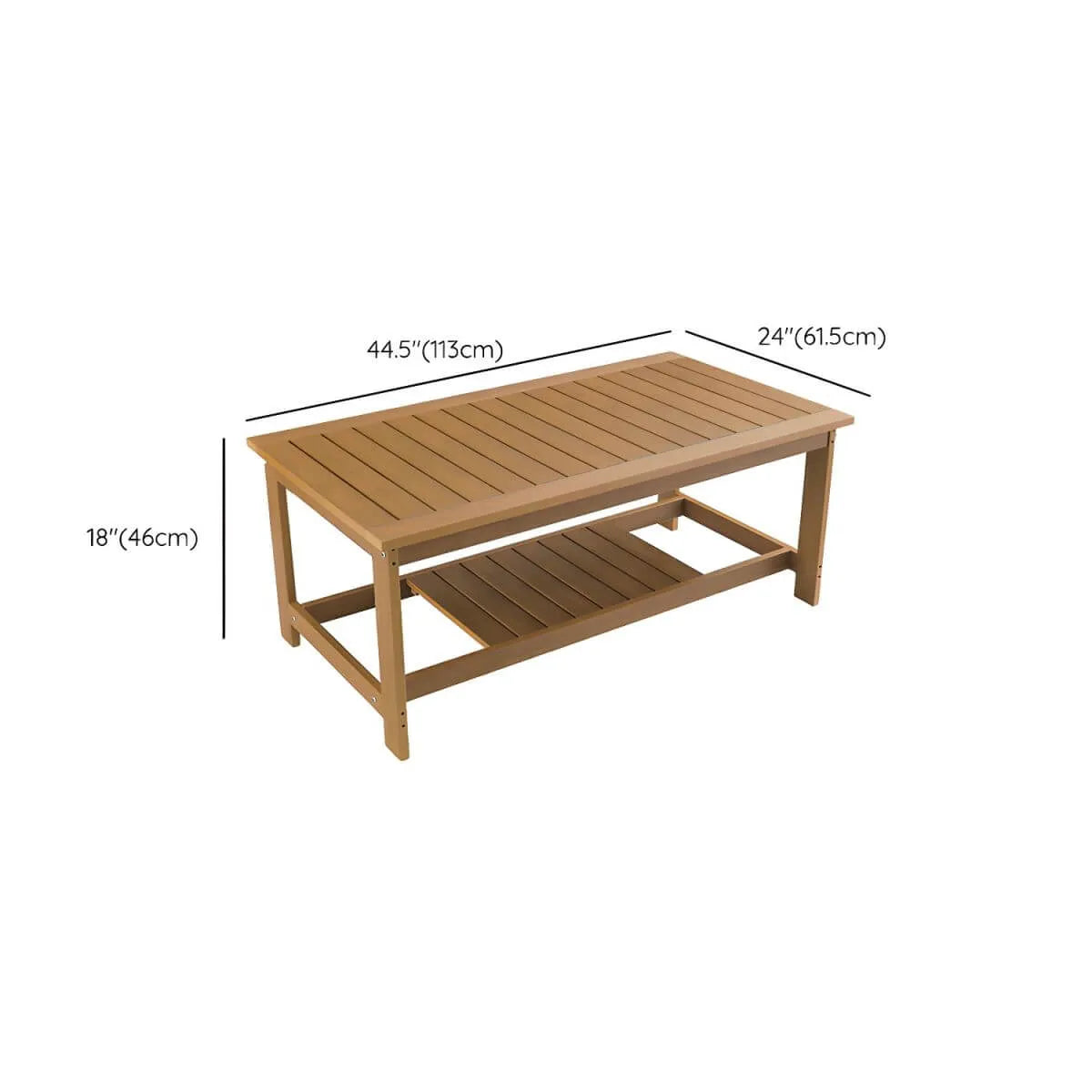 Traditional Rectangular Wood Coffee Table with UV-Resistant Finish Dimensions