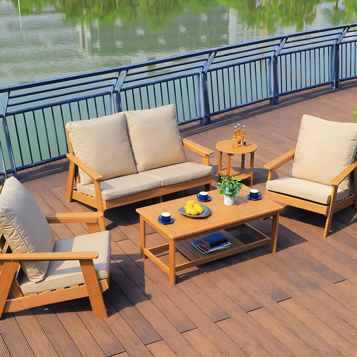 Traditional Rectangular Wood Coffee Table with UV-Resistant Finish Main Product Image Main image