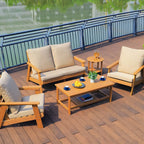 Traditional Rectangular Wood Coffee Table with UV-Resistant Finish Main Product Image