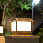 Traditional Solar-Powered Metal Landscape Table Lamp with Acrylic Shade