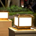 Traditional Solar-Powered Metal Landscape Table Lamp with Acrylic Shade