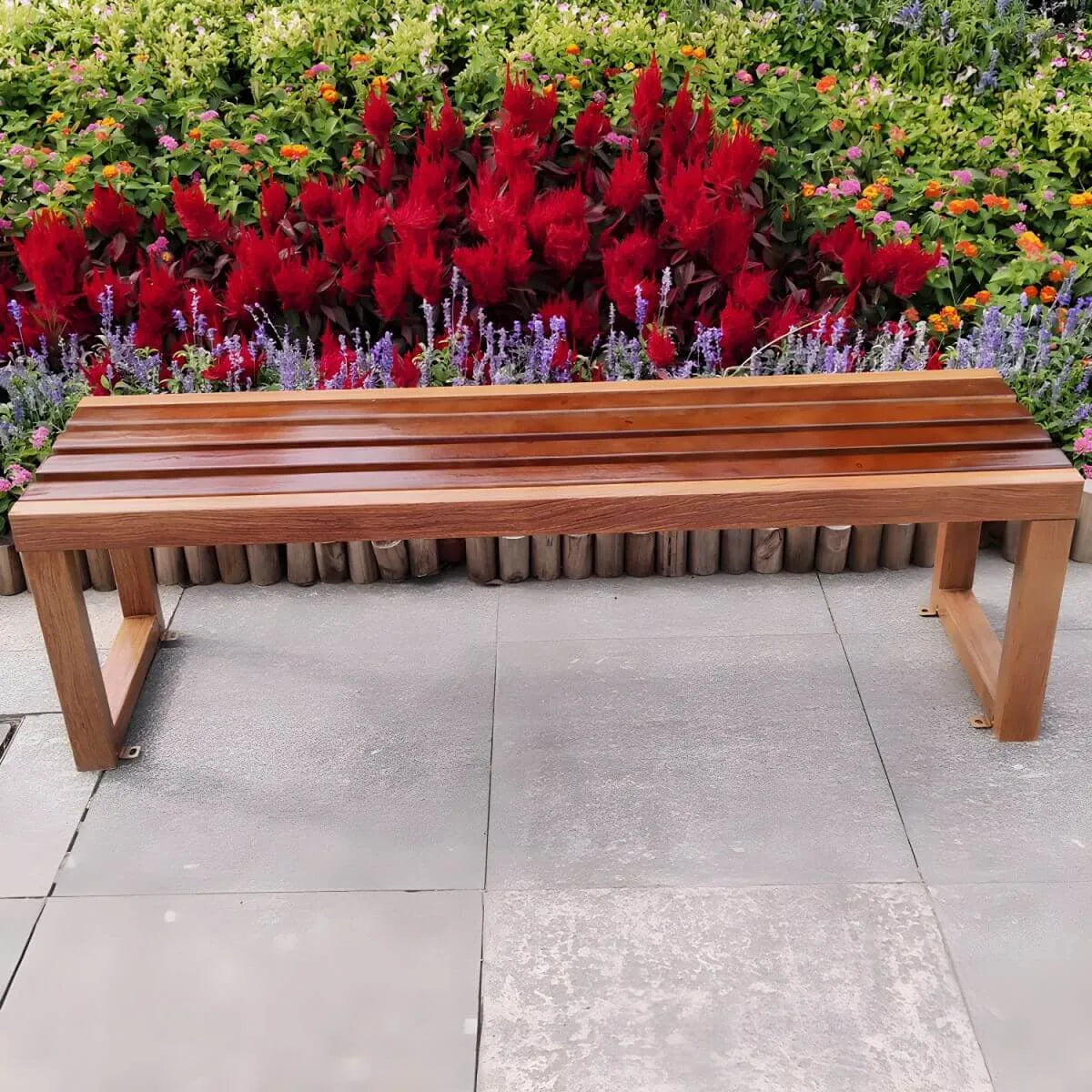 Traditional Solid Pine Outdoor Bench with Clean Lines and Espresso Finish