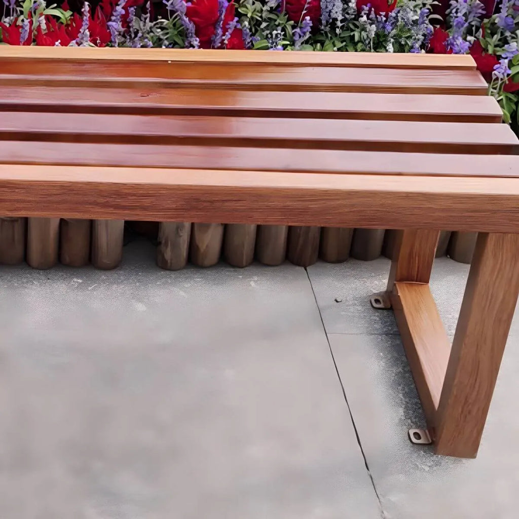 Traditional Solid Pine Outdoor Bench with Clean Lines and Espresso Finish