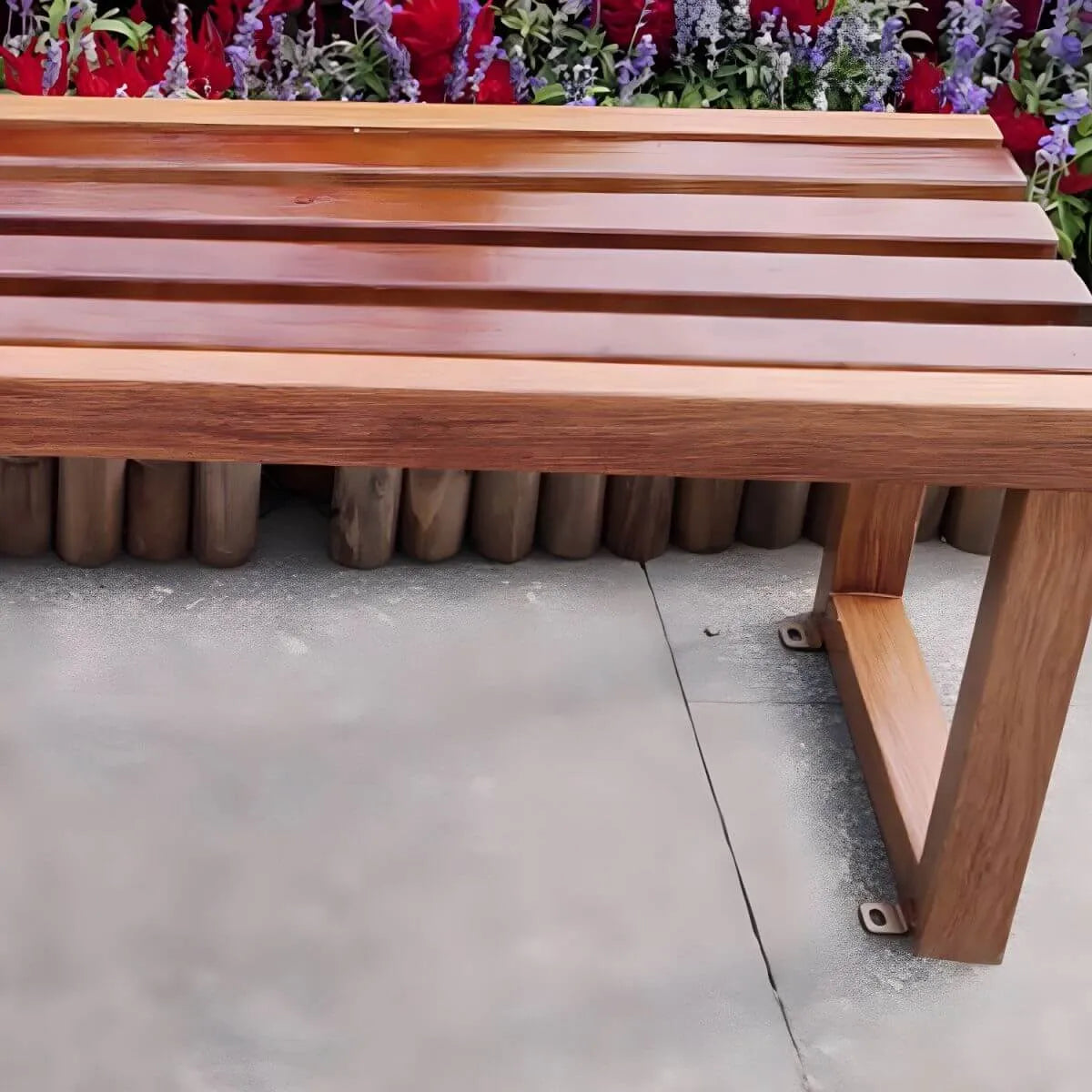Traditional Solid Pine Outdoor Bench with Clean Lines and Espresso Finish