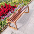 Traditional Solid Pine Outdoor Bench with Clean Lines and Espresso Finish