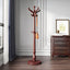 Traditional Solid Rubberwood Hall Tree with Spiral-Turned Post and Hooks