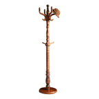 Traditional Solid Rubberwood Hall Tree with Spiral-Turned Post and Hooks