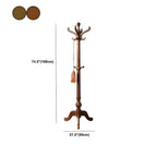 Traditional Solid Rubberwood Hall Tree with Spiral-Turned Post and Hooks Dimensions