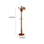 Traditional Solid Rubberwood Hall Tree with Spiral-Turned Post and Hooks Dimensions