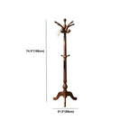 Traditional Solid Rubberwood Hall Tree with Spiral-Turned Post and Hooks Dimensions