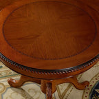 Traditional Solid Rubberwood Round End Table Set – Espresso Brown