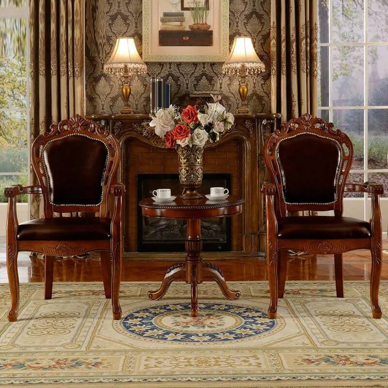 Traditional Solid Rubberwood Round End Table Set – Espresso Brown Main Product Image Main image