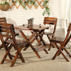 Traditional Square Foldable Wooden Coffee Table Set – Dark Brown Outdoor Patio Furniture Main Product Image
