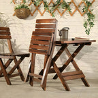 Traditional Square Foldable Wooden Coffee Table Set – Dark Brown Outdoor Patio Furniture