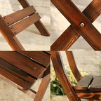 Traditional Square Foldable Wooden Coffee Table Set – Dark Brown Outdoor Patio Furniture