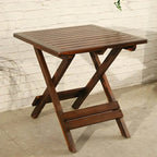Traditional Square Foldable Wooden Coffee Table Set – Dark Brown Outdoor Patio Furniture
