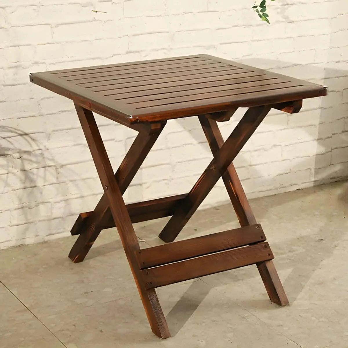Traditional Square Foldable Wooden Coffee Table Set – Dark Brown Outdoor Patio Furniture