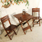 Traditional Square Foldable Wooden Coffee Table Set – Dark Brown Outdoor Patio Furniture