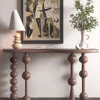 Traditional Walnut Console Table with Turned Leg Base and Organic Top