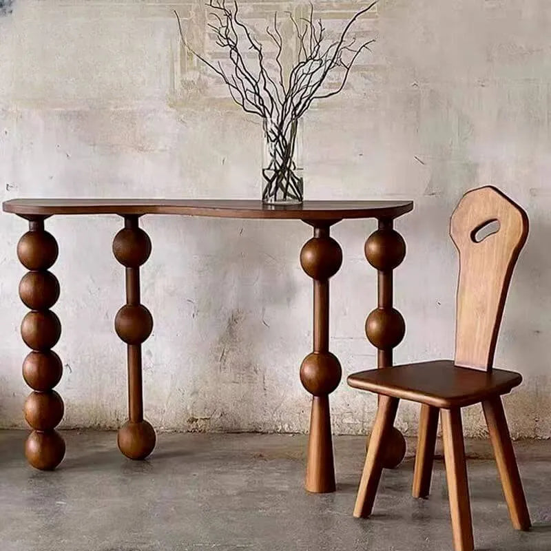 Traditional Walnut Console Table with Turned Leg Base and Organic Top Secondary image