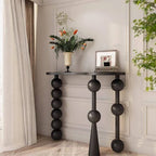 Traditional Walnut Console Table with Turned Leg Base and Organic Top