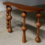 Traditional Walnut Console Table with Turned Leg Base and Organic Top